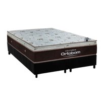Conjunto Box : Colchão Molas Ortobom SuperPocket Sleep King + Base CRC Suede Black (186x198)