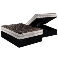 Conjunto Box Baú King: Colchão Espuma Paropas D33 Pasquale Plus Euro Pillow + Base CRC Suede Black(193x203)