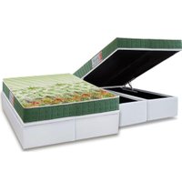 Cama Box Baú Casal: Colchão Ortopédico Anjos D28 / AG65 Pantanal + Base CRC Courano White(138x188)