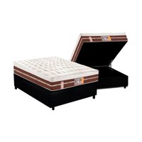 Conjunto Box Baú Casal: Colchão Molas Castor Ensacadas Silver Star Air Híbrido + Base CRC Courano Black (138x188)
