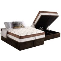 Conjunto Box Baú Queen: Colchão Molas D Angelis Anjos Ensacadas King Best Brown + Base CRC Suede Brown (158x198)