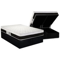 Conjunto Box Baú Queen: Colchão Molas Luckspuma Ensacadas Roma + Base CRC Suede Black (158x198)