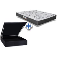 Cama Box Baú Casal: Colchão Anatômico Herval D28 / AG65 Ortopedic Black + Base CRC Suede Black (138x188)