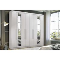 Guarda Roupa 8 Portas (2 c/ Espelho) e 4 Gavetas c/ Pés Master New 8.4 Branco - Santos Andirá