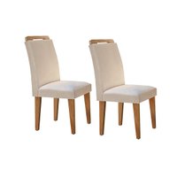 Kit 2 Cadeiras Sala Jantar Athenas 2 Un Madeira Capuccino/Suede Creme - Rufato