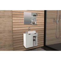 Conjunto de Banheiro Balcão Suspenso BN3605 c/ Cuba BN3600 60cm e Armário c/ Espelho BN3608 Branco - Tecno Mobili