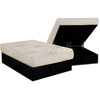 Conjunto Box Baú Queen: Colchão Espuma Luckspuma D33 Supreme Floral + Base CRC Suede Black(158x198)