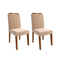 Kit 2 Cadeiras de Cozinha Paola Wood 2 Un Savana-Nature-Madeirado/Suede Nude Bege - Cimol