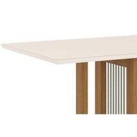 Sala de Jantar Completa Natalí c/ Tampo Madeirado c/ Vidro Reto 120x80cm e 4 Cadeiras Isa Nature/Suede Light Bege - Henn