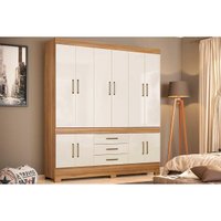 Guarda Roupa 10 Portas  e 3 Gavetas New Murano Amêndola/Off White - Demóbile