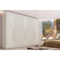 Guarda Roupa Casal 6 Portas (4 Ripadas) e 4 Gavetas Oxford Off White - Europa