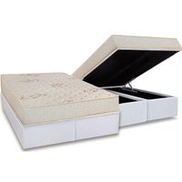Conjunto Box Baú Queen: Colchão Espuma Luckspuma D45 Gran Luck Floral Pró Saúde + Base CRC Courano White(158x198)