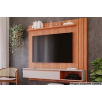 Home p/ TV até 60 Pol Panama Plus Ripado c/ 1 Porta 162x157cm Cinamomo/Off White - Permóbili