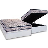 Conjunto Box Baú Casal: Colchão Molas Paropas Ensacadas Blue + Base CRC Courano White (138x188)