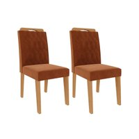 Kit 2 Cadeiras Sala Jantar Paola Wood 2 Un Savana-Nature-Madeirado/Suede Nude Bege - Cimol