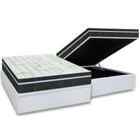 Cama Box Baú Casal: Colchão Molas Orthoflex Bonnel Venezia + Base CRC Courano White(138x188)
