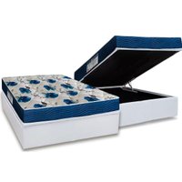 Cama Box Baú Casal: Colchão Ortopédico Ortobom D28 / EP ISO 60 Super Firme + Base CRC Courano White(138x188)