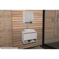 Conjunto de Banheiro Balcão Suspenso BN3606 c/ Cuba BN3600 60cm e Armário c/ Espelho BN3610 Branco - Tecno Mobili