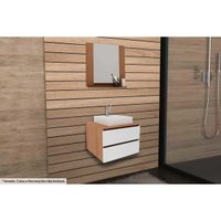 Conjunto de Banheiro Balcão Suspenso BN3607 s/ Cuba 60cm e Armário c/ Espelho BN3610 Amêndoa/Branco - Tecno Mobili