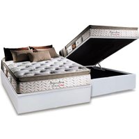 Conjunto Box Baú Casal: Colchão Molas Herval Ensacadas Imperatore Eco Bamboo + Base CRC Courano White (138x188)