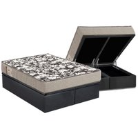 Conjunto Box Baú Queen: Colchão Espuma Ortobom D26 Physical Ultra Resistente + Base CRC Suede Gray (158x198)