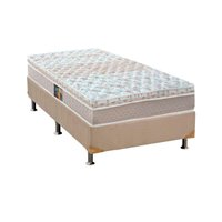 Cama Box Solteiro: Colchão Molas Castor Pocket Class + Base CRC Suede Clean(88x188)