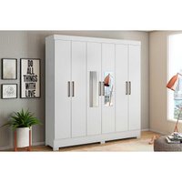 Guarda Roupa 6 Portas  e 3 Gavetas c/ Espelho Prático Branco - Demóbile
