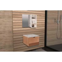 Conjunto de Banheiro Balcão Suspenso BN3613 s/ Cuba 60cm e Armário c/ Espelho BN3609 Mármore Branco - Tecno Mobili