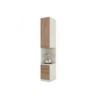 Mesa de Cabeceira Modulada Armário de Seletto MC02 c/ 1 Porta e 3 Gavetas Areia/Jequitibá - Henn