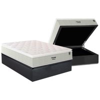 Conjunto Box Baú Casal: Colchão Molas Plumatex Ensacadas Ecolife + Base CRC Suede Gray (138x188)