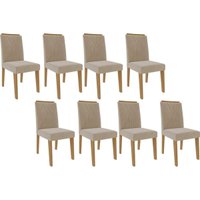 Cadeira Sala de Jantar Nicole Kit 8 Un Savana/Nature-Suede Nude Bege - Cimol
