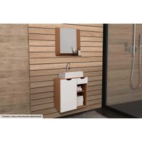 Conjunto de Banheiro Balcão Suspenso BN3605 s/ Cuba 60cm e Armário c/ Espelho BN3610 Amêndoa/Branco - Tecno Mobili