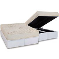 Conjunto Box Baú Queen: Colchão Espuma Luckspuma D45 Gran Luck Pró Saúde + Base CRC Courano White (158x198)