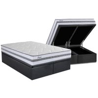 Conjunto Box Baú Queen: Colchão Espuma Herval Molas Ensacadas Parma + Base CRC Suede Gray (158x198)