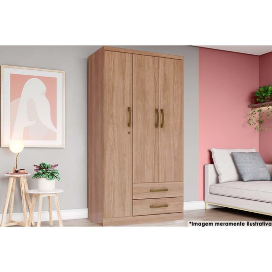 Guarda Roupa 3 Portas e 2 Gavetas Açaí DA133 Jequitibá - Henn