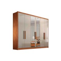 Guarda Roupa 6 Portas (2 c/ Espelho) e 8 Gavetas Rizon/Linea Cumaru/Fendi - Novo Horizonte