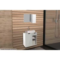 Conjunto de Banheiro Balcão Suspenso BN3605 c/ Cuba BN3600 60cm e Armário c/ Espelho BN3602 Branco - Tecno Mobili