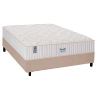 Cama Box Casal: Colchão Molas Sealy MasterPocket Ensacadas Miami + Base CRC Suede Clean(138x188)