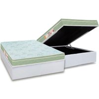 Conjunto Box Baú Casal: Colchão Espuma Castor D33 Sleep Max + Base CRC Courano White (138x188)