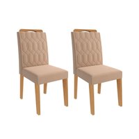 Kit 2 Cadeiras de Cozinha Paola Wood 2 Un Madeirado/Suede Nude Bege - Cimol
