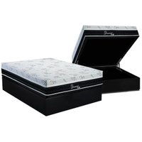 Conjunto Box Baú Casal: Colchão Molas Polar Superlastic Diamond + Base CRC Suede Black (138x188)