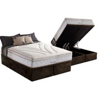Conjunto Box Baú King: Colchão Molas Herval Maxspring American + Base CRC Suede Brown(193x203)
