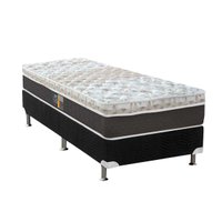 Cama Box Solteiro: Colchão Molas Pocket Ensacadas Castor Class Híbrido + Base CRC Suede Black(88x188)