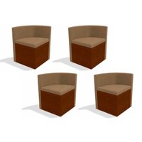 Kit 4 Cadeiras Sala Jantar 4CAD800 4 Un Walnut /Suede Caramelo - Kappesberg