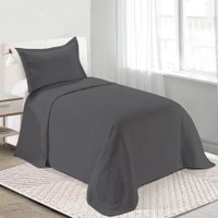 Colcha Cobre Leito Solteiro kit 2 peças Dupla Face Microfibra Loft Ultrassônico Camesa Cinza