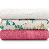 Kit 3 Toalhas de Banho 100 Algodão Prisma Dohler Vermelho Floral