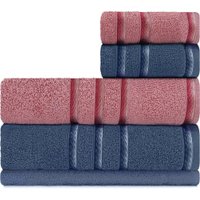Jogo de Toalhas Classic 5 Peças Banhão + Rosto Algodão Emcompre Appel Rosa/Azul
