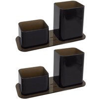 Kit 2 Porta Caneta E Clips Dellocolor Porta Objetos Organizador De Mesa Escritório Fumê