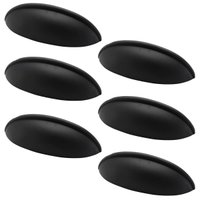 Conjunto 6 Puxadores 332 Aniela Concha Preto Fosco para Móveis Armários e Gavetas