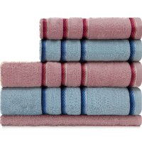 Jogo de Toalhas Classic 5 Peças Banhão + Rosto Algodão Emcompre Appel Rosa/Azul Claro